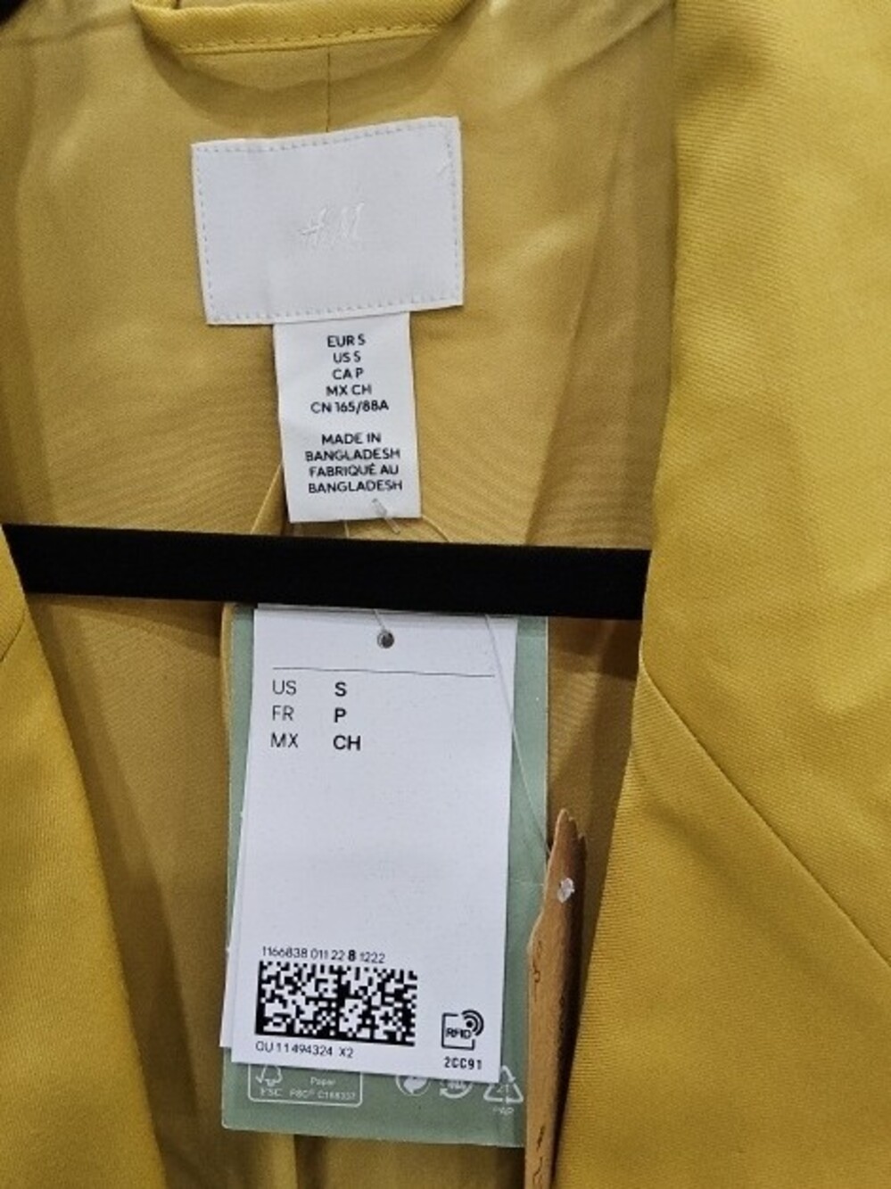H&M Mustard Yellow Double-Breasted Blazer - Picture 2 of 2